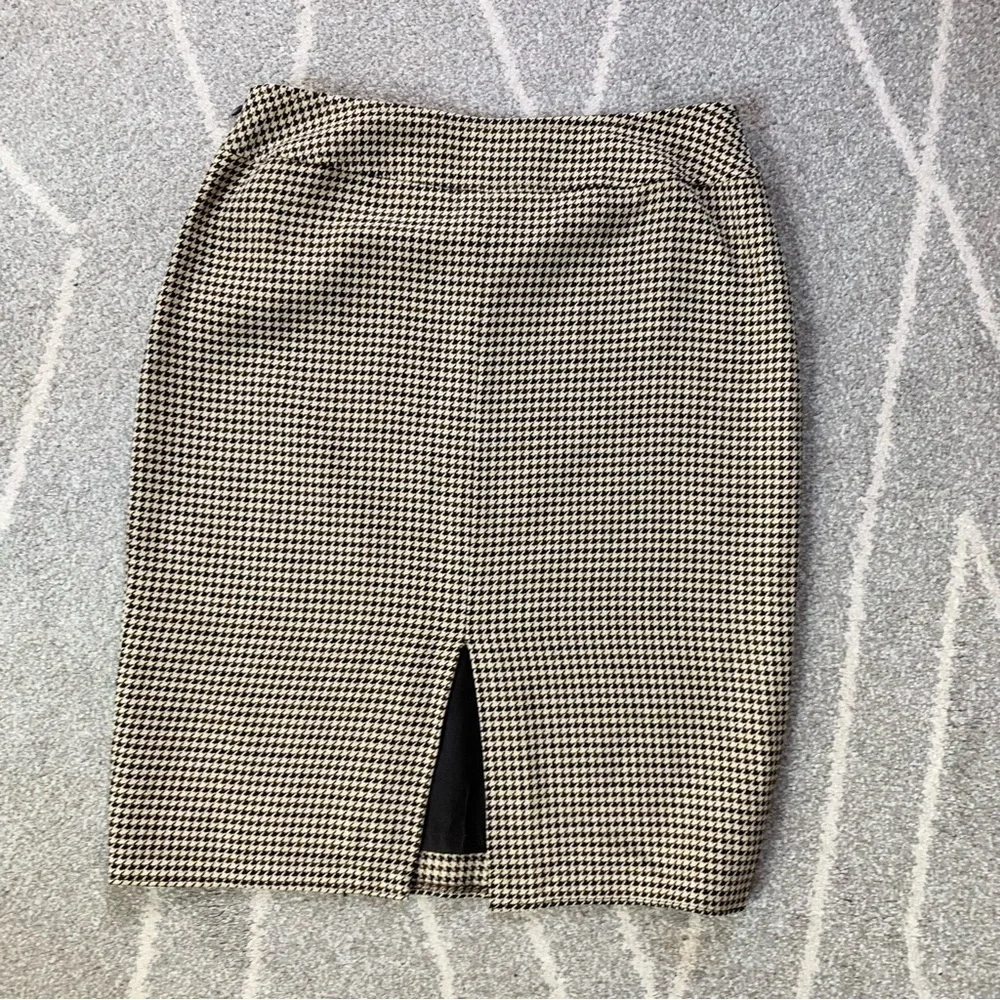 Charter Club Tan Houndstooth Rayon Wool Blend Pencil Skirt
